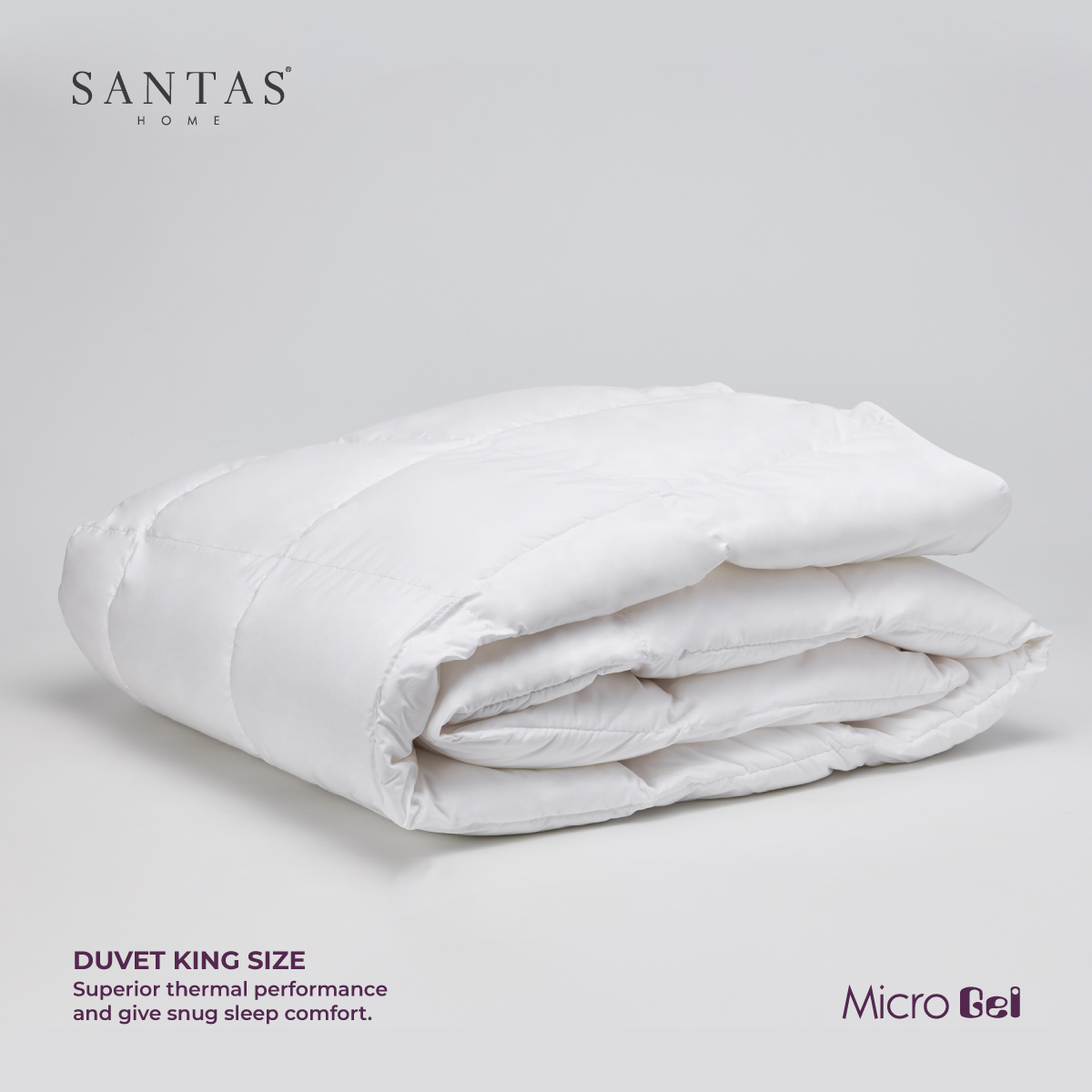 SANTAS ไส้ผ้านวม - รุ่น MICRO GEL  มีให้เลือก 3 ขนาด ขนาด 3.5 ฟุต  , 5 ฟุต  และ 6 ฟุต ขนาดสินค้า 6 ฟุต  100 x 90