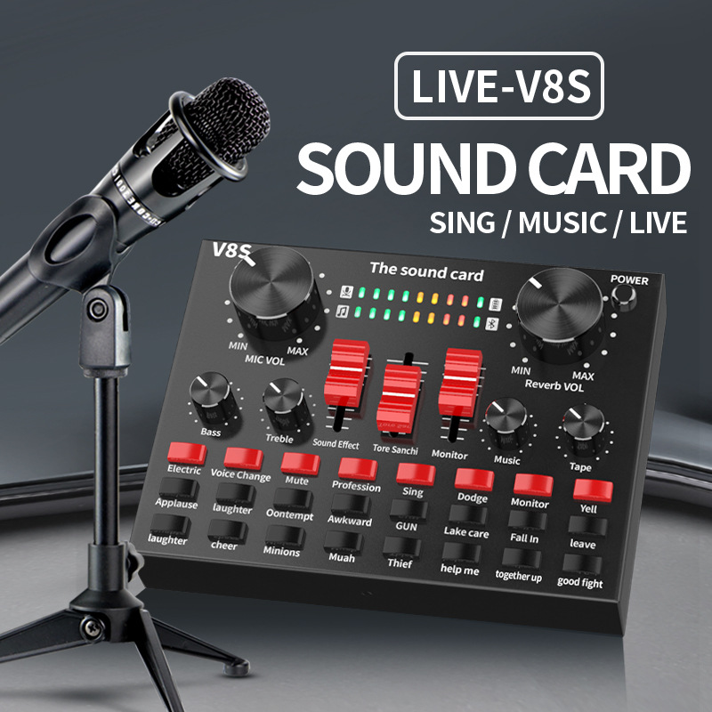 【มีสินค้า! ส่งจากไทย!ซื้อ 1 แถมของขวัญ！】V8S Audio Live Sound Card โทรศัพท์มือถือไมโครโฟน Live USB การ์ดเสียงภายนอกสำหรับคอมพิวเตอร์มือถืออินเทอร์เฟซเสียงบลูทูธการ์ดเสียง
