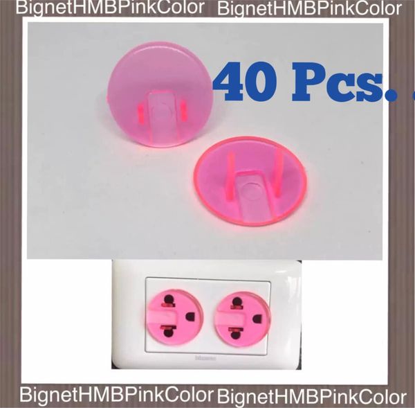 H.M.B. Plug 10 Pcs. ที่อุดรูปลั๊กไฟ Handmade®️ Pink Color ฝาครอบรูปลั๊กไฟ รุ่น-สีชมพูใส-  10,20,3040,50 Pcs. !! Outlet Plug !!  สีวัสดุ สีชมพู Pink color  40 ชิ้น ( 40 Pcs. )