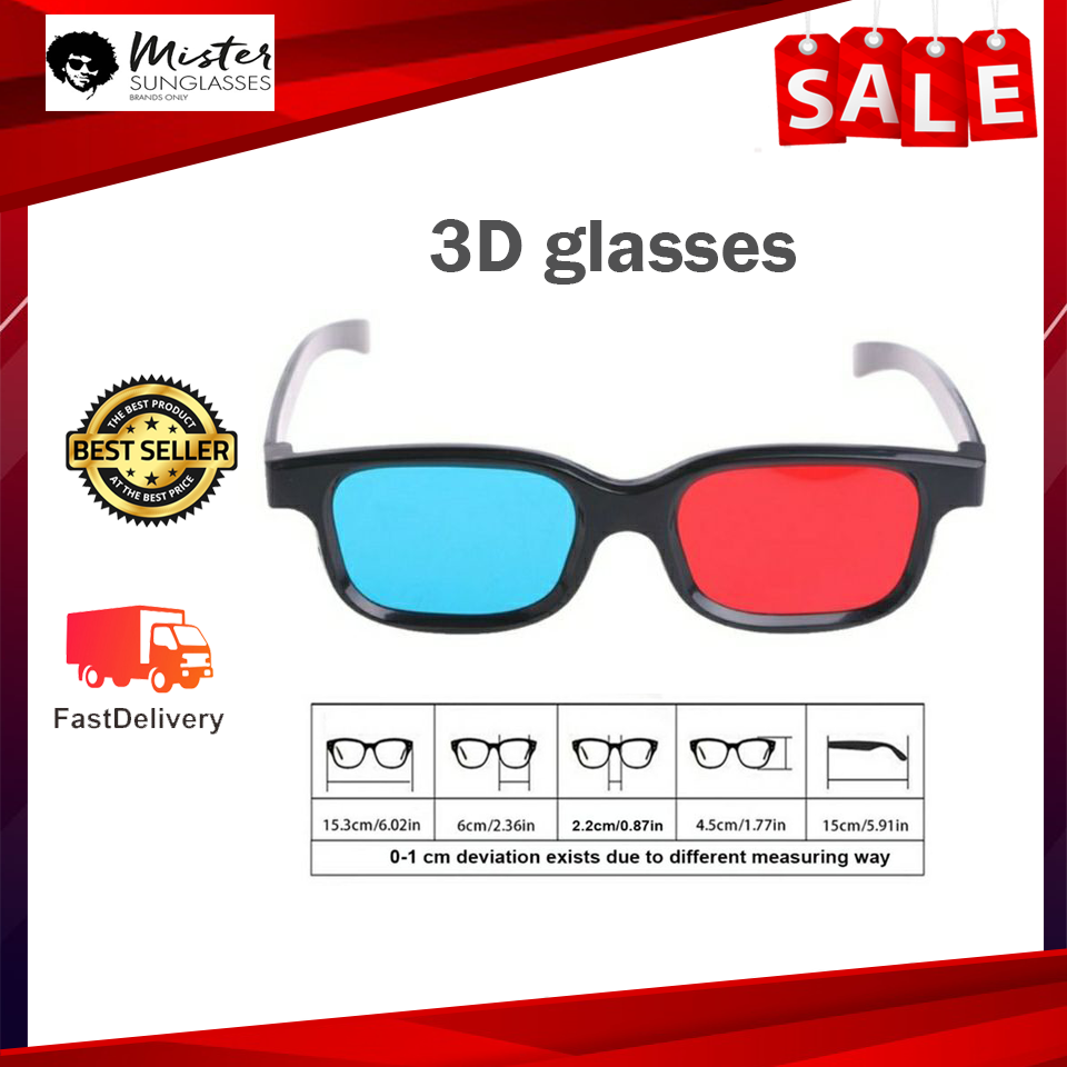 hot universal ว่นตา 3 มิติ (3D glasses) เลนส์ PET สีน้ำเงิน แดง