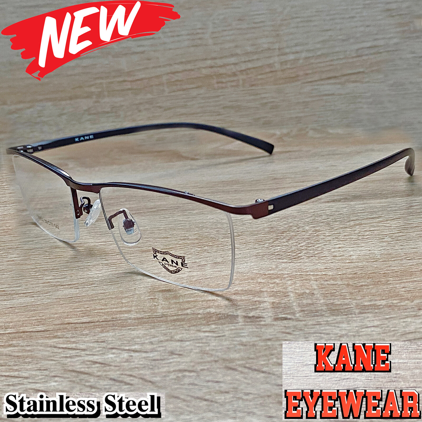 แว่นตาสำหรับตัดเลนส์ กรอบแว่นตา แว่นตา ชาย-หญิง Fashion รุ่น KANE 55953 กรอบเซราะ ทรงเหลี่ยม สวย ขาข้อต่อ Stainless Steel