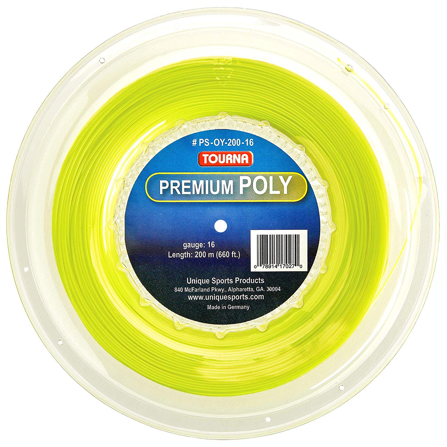 TOURNA Premium Poly เอ็นเทนนิส สี Optic yellow 200m..-17 gauge  1 ม้วน  ส่งฟรี