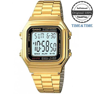 Time&Time นาฬิกา Casio ระบบดิจิตอล สายสเตนเลส รุ่น A178WGA-1AUDF