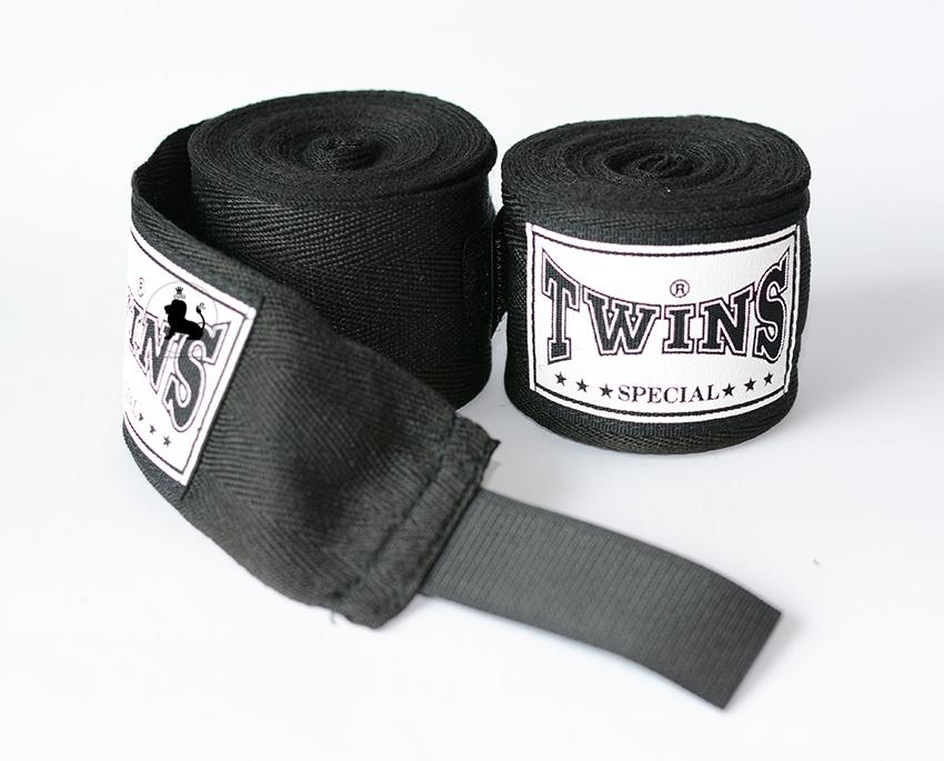 ผ้าพันข้อมือ แบบไม่ยืด Twins Special  Hand Wraps Boxing CH-1 ทวินส์สเปเชียล ผ้าคอตตอนอย่างดี ชกมวย ออกกำลังกาย ฟิตเนส สีดำ
