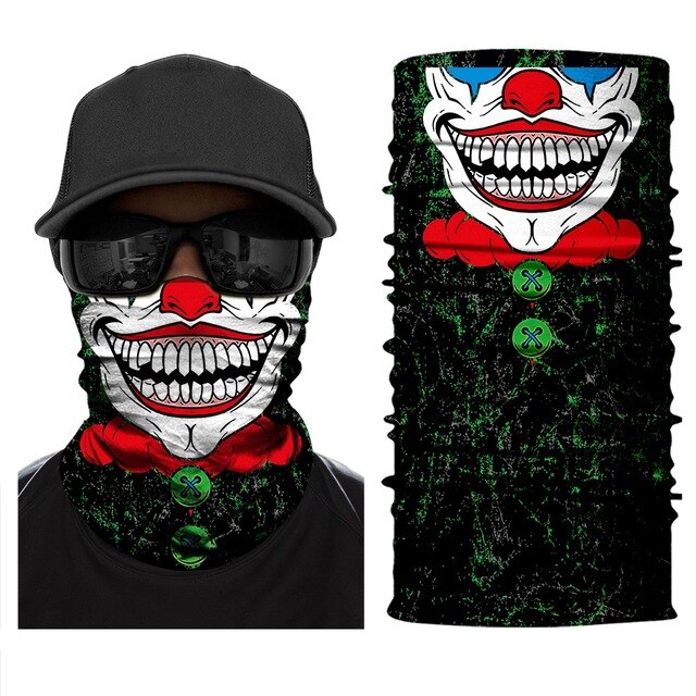 High Elastic Brethable Face Mask Cycling Bandana Headband Clown Skull Neck Buffs Multifunctional Headwear Joker Venom Mask Scarf