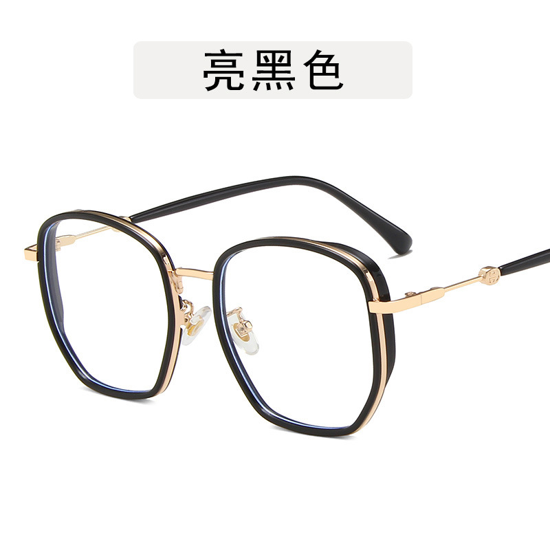 2021ใหม่รูปหลายเหลี่ยมTR90กรอบแว่นตาแฟชั่นโลหะกระจกแบนบุคลิกภาพกรอบใหญ่กรอบแว่นตาป้องกันแสงสีฟ้าน้ำ