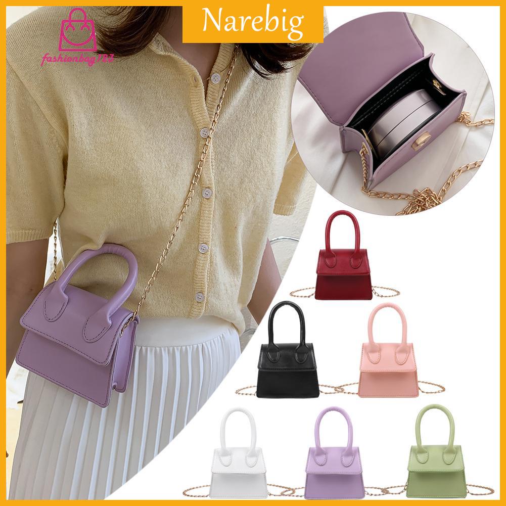 Ready Stock Girls Pure Flap Chain Casual Messenger Pouch Women Leather