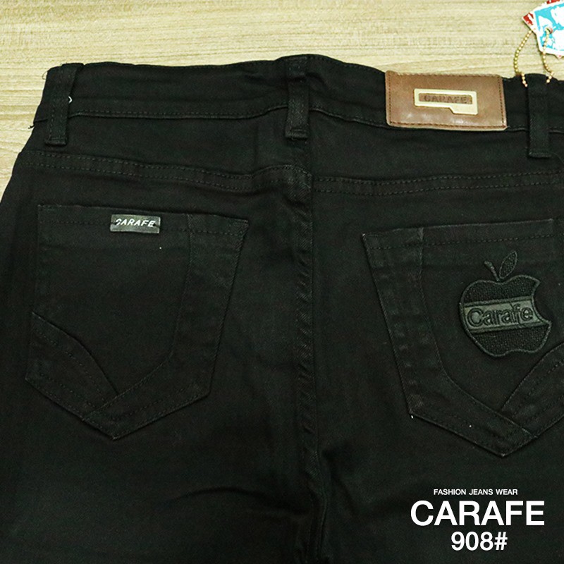 กางเกงยีนส์ CARAFE รุ่น908 # สีดำ *ปักลายกระเป๋าหลัง