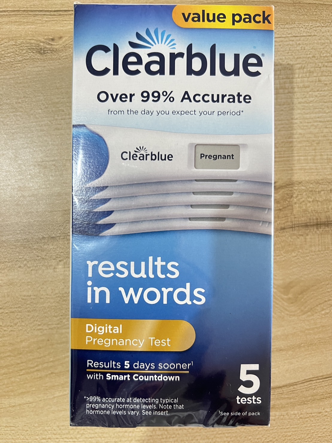 Clearblue Digital Pregnancy Test with Smart Countdown, 5 Count 