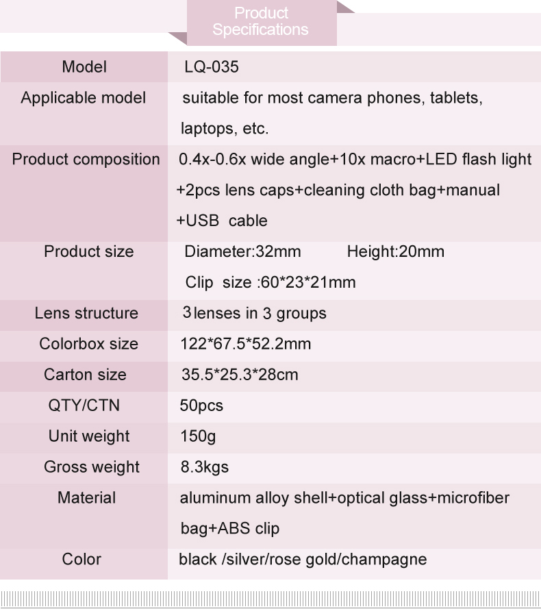 LIEQI LQ-035 Flash Light 3 in 1 Camera Lens ของแท้