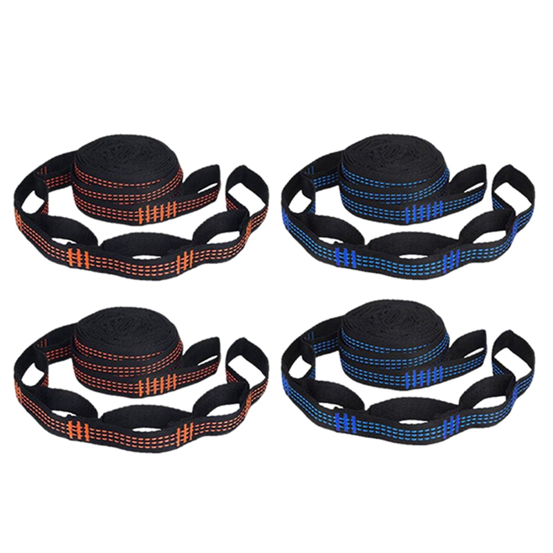 4 Pcs 5-Ring High Load-Bearing Hammock Straps Reinforced Polyester for Home Outdoor Hammock,2 Pcs Orange & 2 Pcs Blue