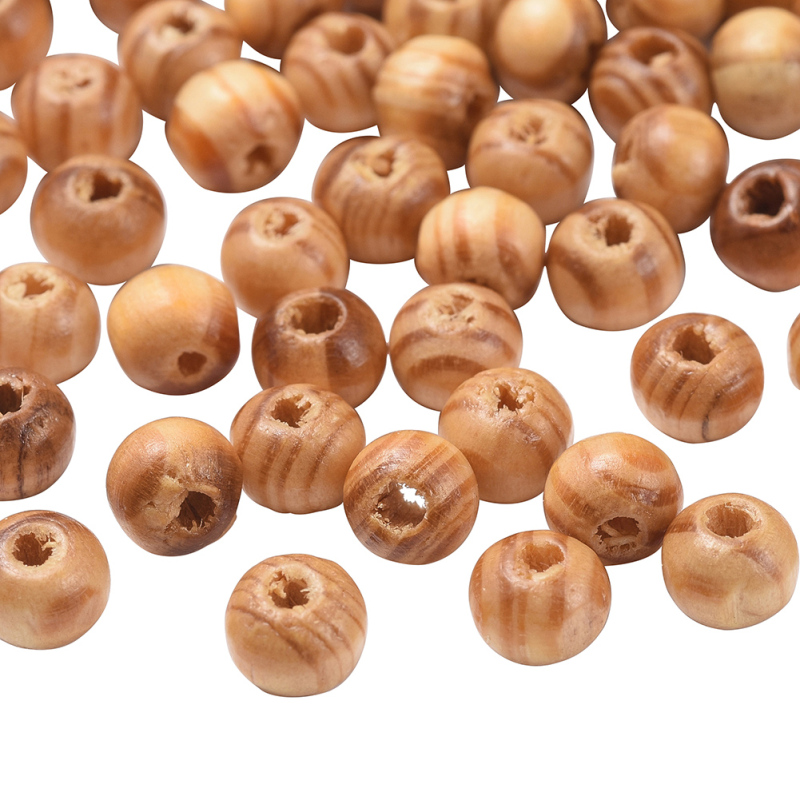 Undyed Natural Wood Beads, Spacer Beads, for DIY Macrame Rosary Jewelry,  Lead Free, Round, Peru, 8x7mm, Hole: 2.5mm