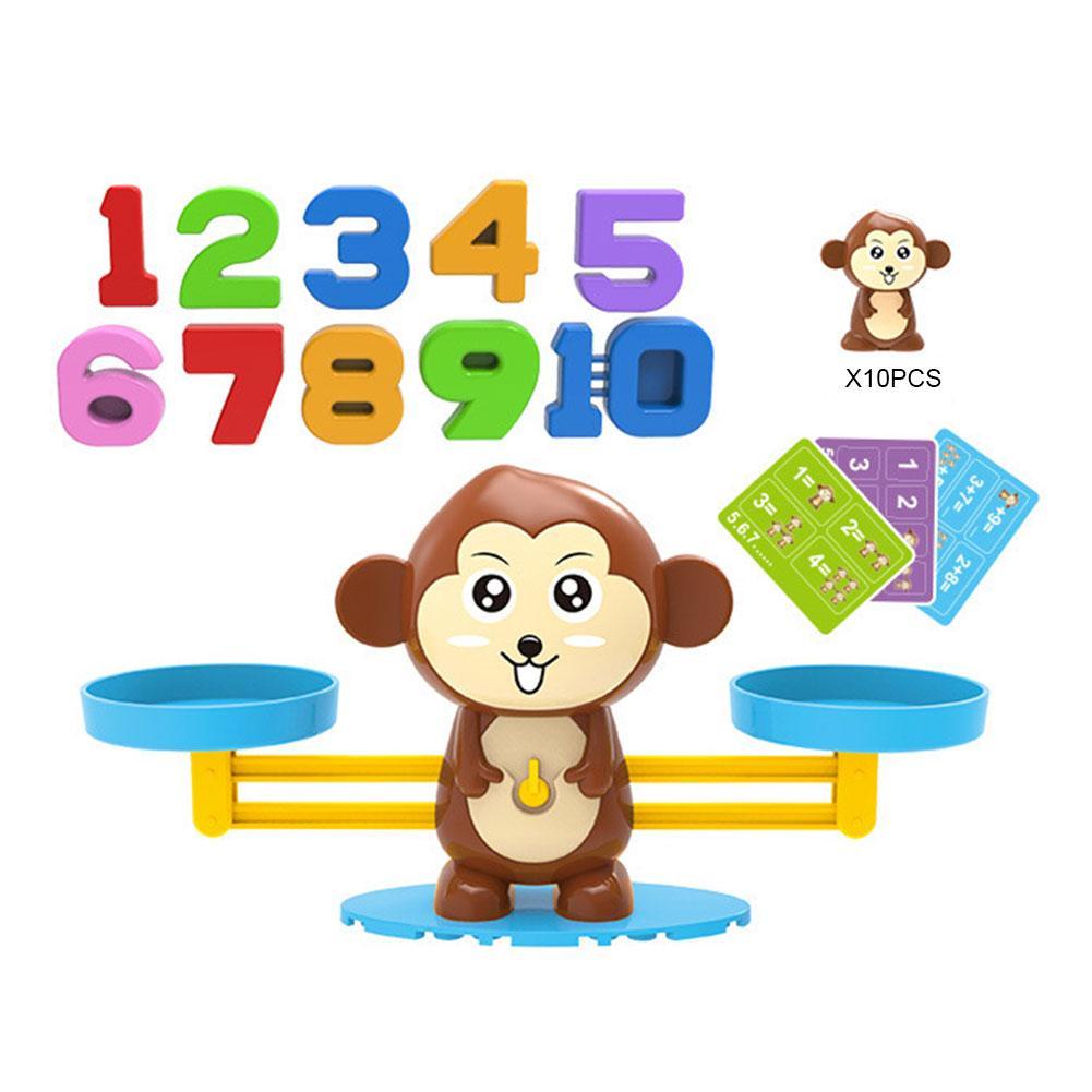 ปริศนาเพื่อการเรียนรู้ของเด็กเล็ก Balance Scale ลิงขนาดเล็กของเล่นดิจิตอลการบวกและการลบเลขคณิตเกมกระดานการสอนเด็กอนุบาลเอดส์ X2J4