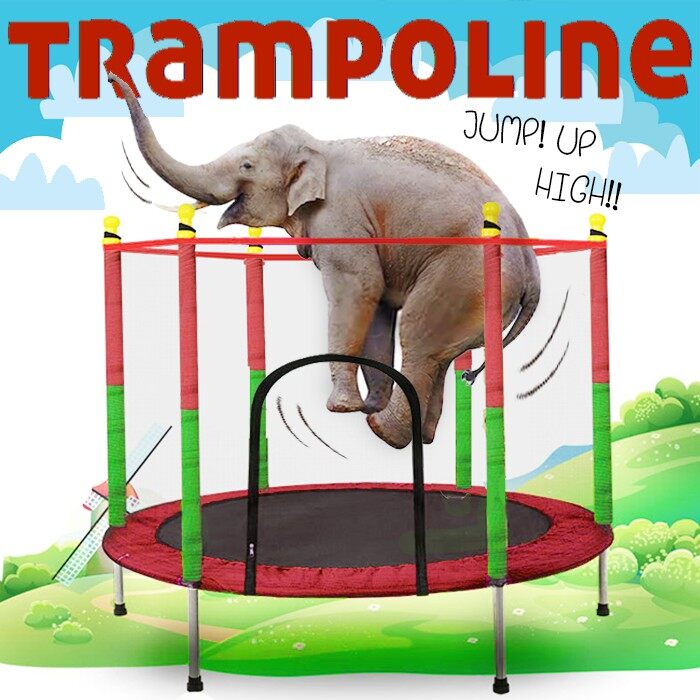TRAMPOLINE แทรมโพลีน เตียงกระโดด แทรมโพลีนสำหรับเด็กกระโดดเล่น ขนาด 140cm x 122cm