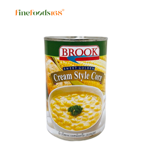 บรูค ซุปข้าวโพด 418 ก. Brook Cream Style Corn Soup 418 g.