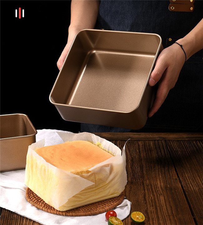 ถาดอบเค้กทรงก้นลึกสีทอง 6/8/9นิ้ว ใช้สำหรับ รองอบขนมได้หลากหลายหรือทำเค้กทรงสูง สูง8.3 cm เค้กไม่ติดพิมพ์ nonstick