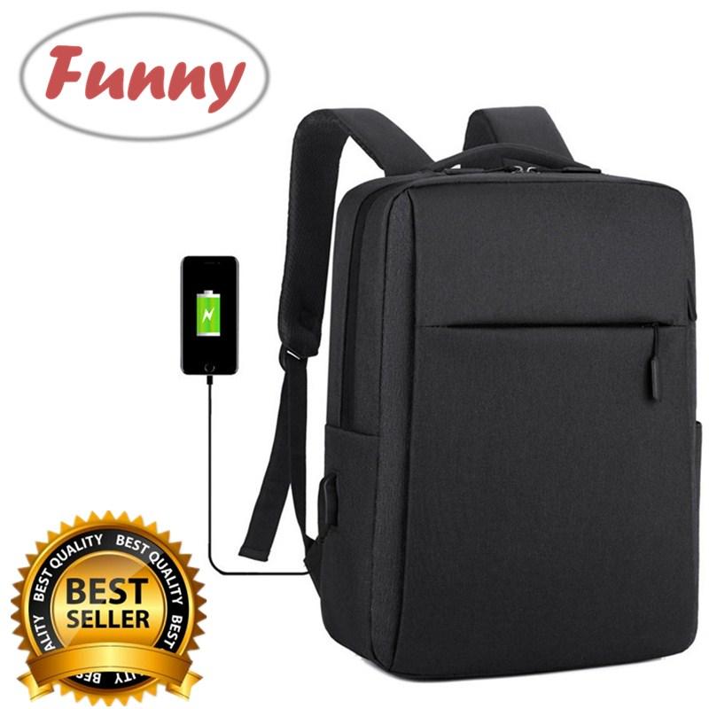 Funny.Shop Multifunction USB charging แฟชั่นกระเป๋าเป้สะพายหลังสำหรับผู้ชาย แล็ปท็อป Men Laptop Backpack กระเป๋าและเป้สะพายหลัง