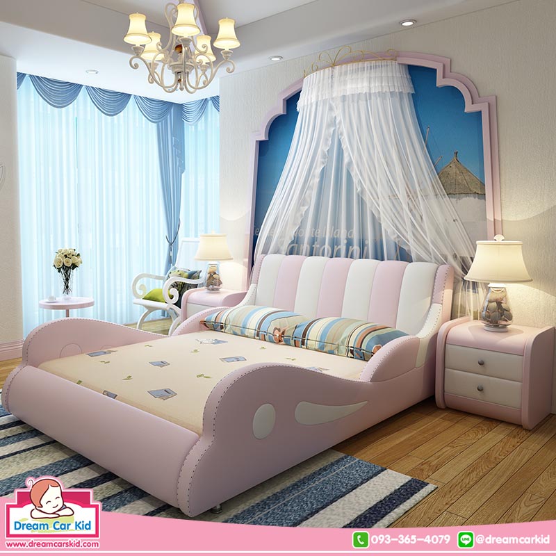 เตียงเด็ก เตียงเด็กผู้หญิง BDYA-603 (LOMA) สีชมพูอ่อน (มี4ขนาดให้เลือก) เตียงชั้นเดียว เตียงสำหรับเด็ก