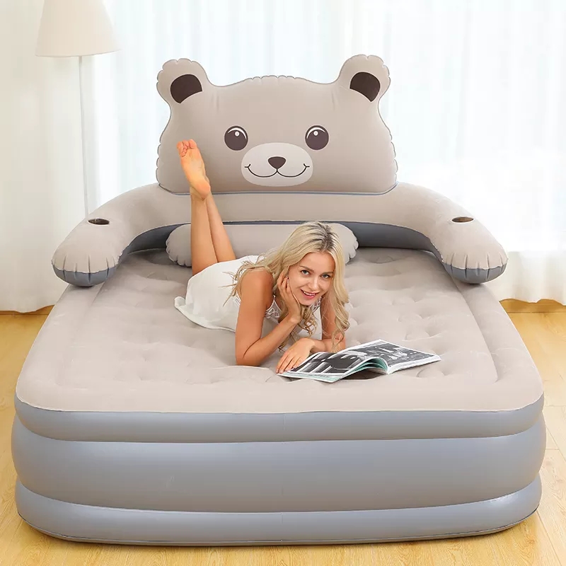shopaga--เบาะนอนเป่าลม เตียงเป่าลม โซฟาปรับนอน รุ่นใหม่ ที่นอนเป่าลม เบาะนอนเป่าลม เตียง พร้อมที่วางแก้ว PVC inflatable car air mattress bed sofa
