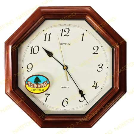 RHYTHM Japan รุ่น ( SOLID WOOD ไม้แท้ ) นาฬิกาแขวน ขนาด 12 นิ้ว CMG252NR06 สีน้ำตาล