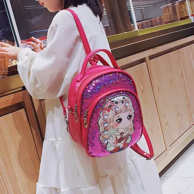 NG Fashion Trend Sequin Lovely Leather Children's Bag Backpack Messenger Bag