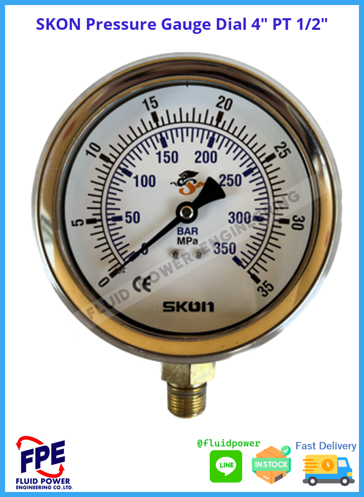 SKON Hydraulic Pressure Gauge เกจวัดแรงดัน หน้าปัด 4นิ้ว หน่วยวัดคู่