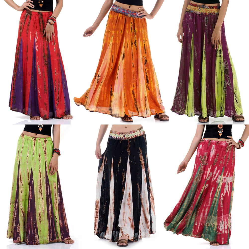 Multicolor - Bandhani Tie-Dye 24 Kali Patchwork Cotton Long Skirt 27