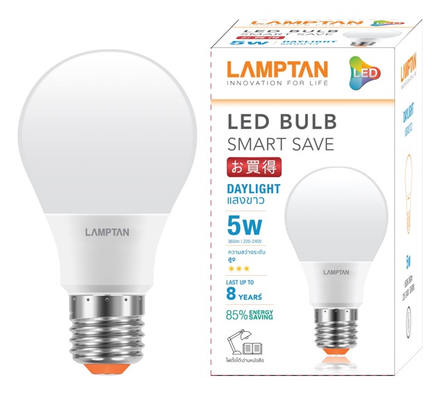 Lamptan หลอดไฟ LED สว่างมาก Bulb 5W SMART SAVE E27 แอลอีดี ประหยัดไฟ สว่าง
