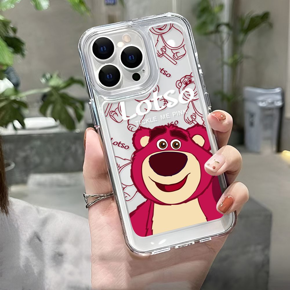For IPhone 14 Pro Max IPhone Case TPU Soft Case Shockproof Protection Camera Pink Bear Compatible for 13 Pro Max 12