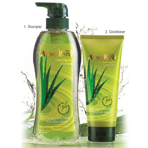 Mistine Aloe Vera Rich Organic Set แชมพู400ml ครีมนวดผม 150ml สูตรผมนุ่มลื่น จากสารสกัดว่าน 0870