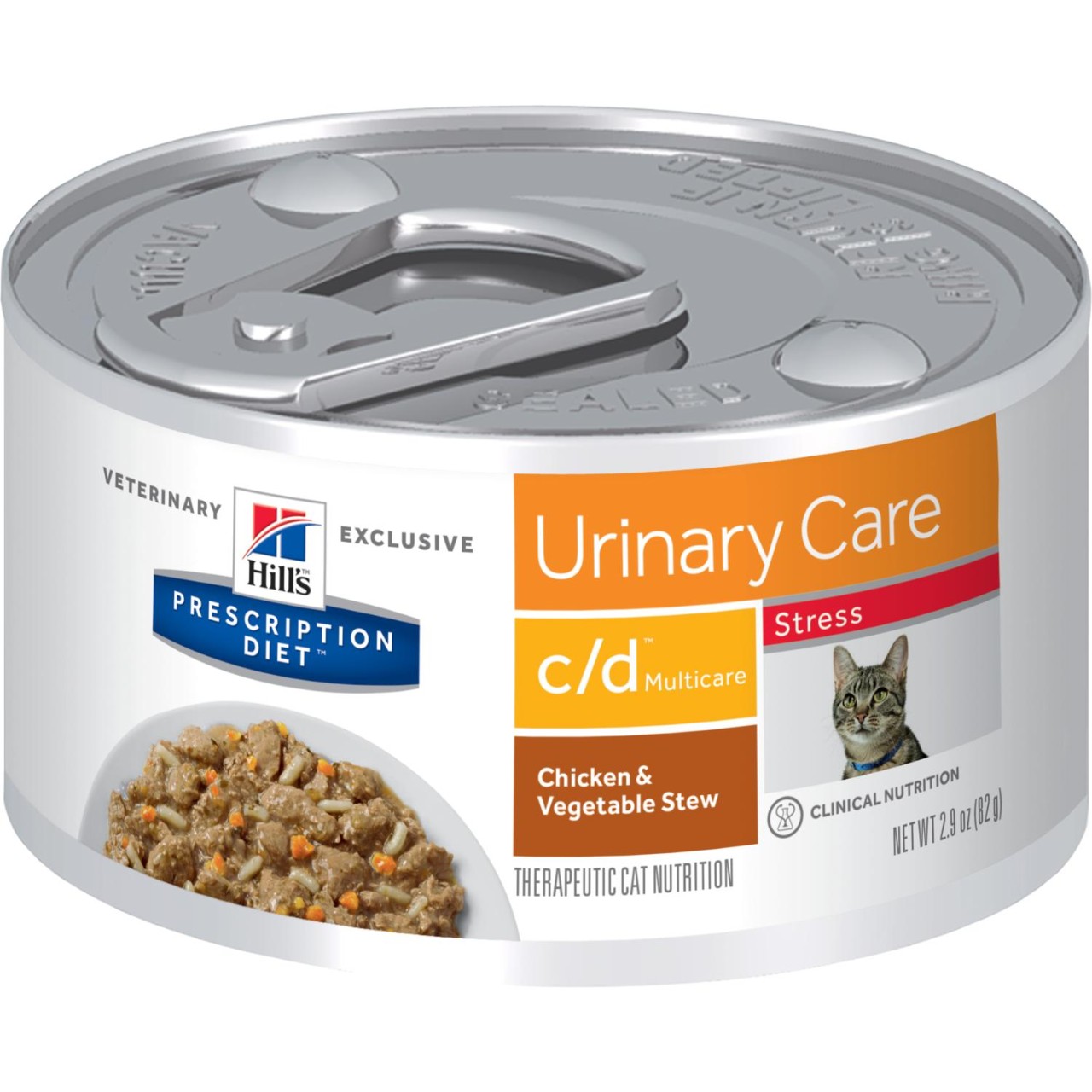 Hill's® Prescription Diet® c/d® Multicare Stress Feline Chicken & Vegetable Stew  อาหารเปียกแมว ลดความเครียด ที่มีปัญหาเรื่องนิ่ว 82 g