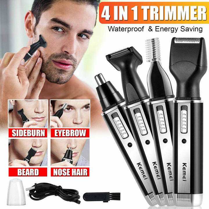 เครื่องโกนหนวด เครื่องโกนหนวดไฟฟ้าไร้สาย อุปกรณ์โกนหนวด ตัดแต่งขนจมูก กันจอน โกนขนหู 4 IN 1 อย่างดี รุ่น KM-6630 Shaver Cordless electric shaver Shaving tools Good nose and ear trimmer, shaving, ear hair 4 in 1. Good model ปัตตาเลี่ยน kemei เเบตตาเลี่ยน