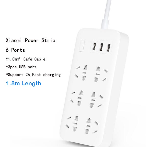 Original XiaoMi Mi Smart Power Strip 6 Ports with 3 USB Fast Charging