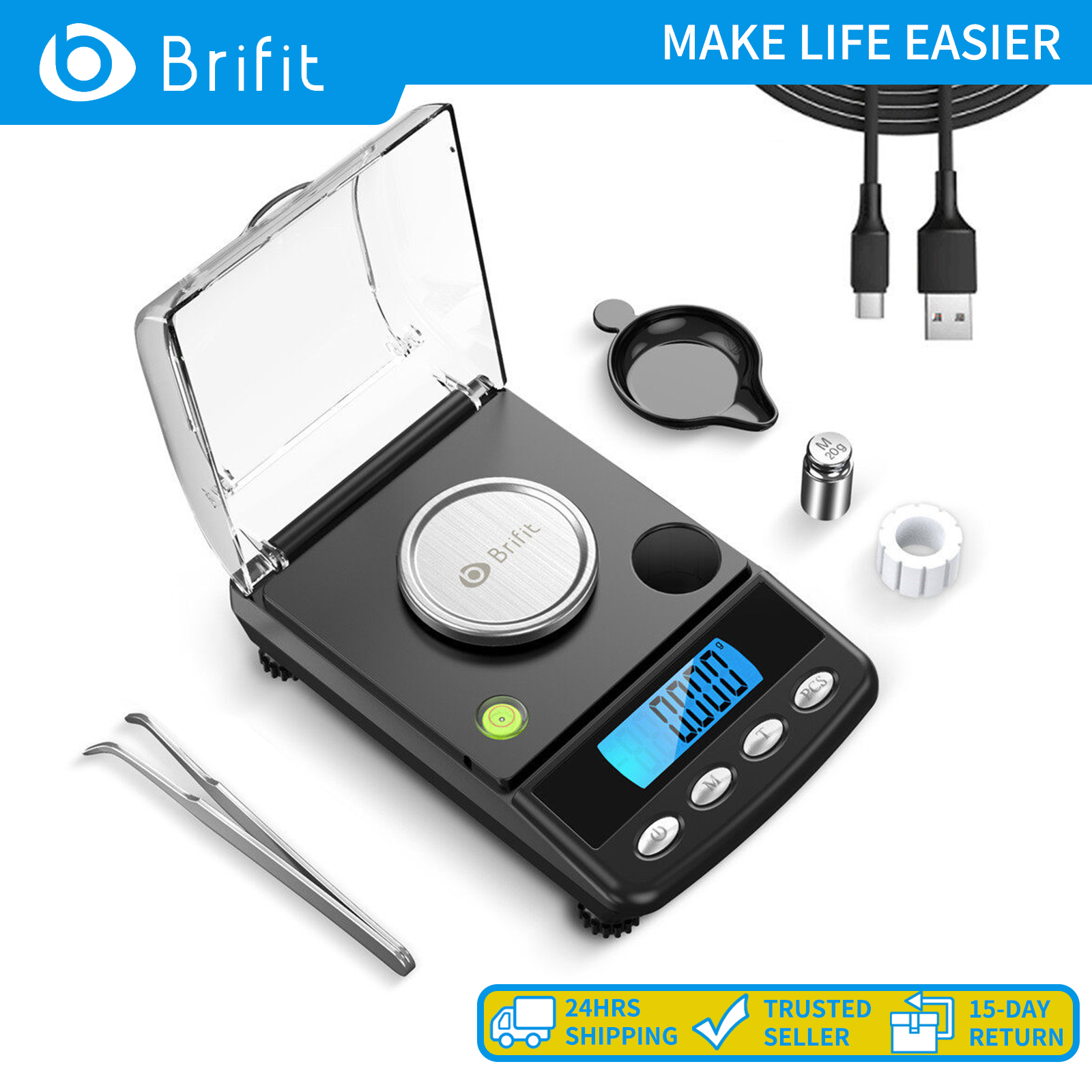 Brifit 0.001g/ 20g Precision Digital Pocket Scale Milligram Scale