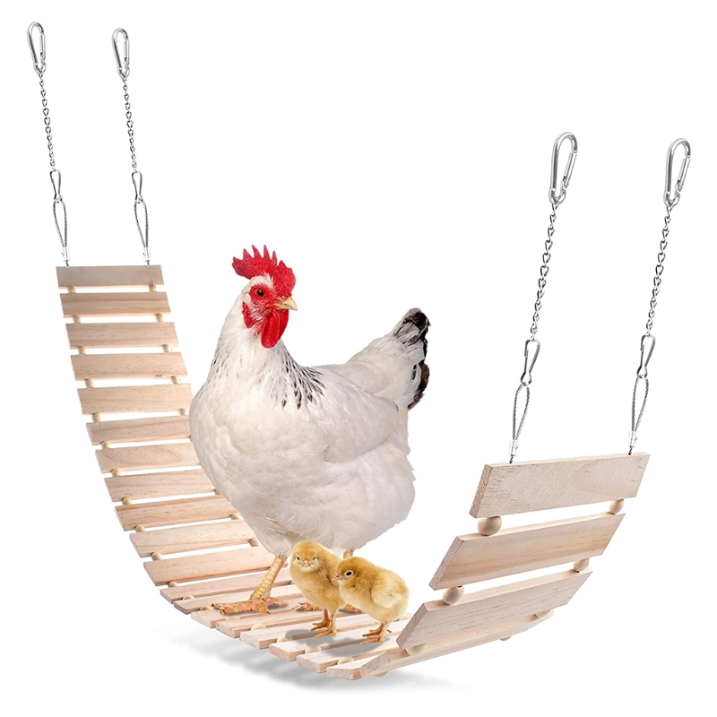 Handmade Chicken Coop Accessories for Chicks Rooster Hens Parrot Cockatiels Macaws Large Chicken Perch Toy Jhua Chicken Swing Ladder Toys Chicken Wood Stand Toys for Hens 