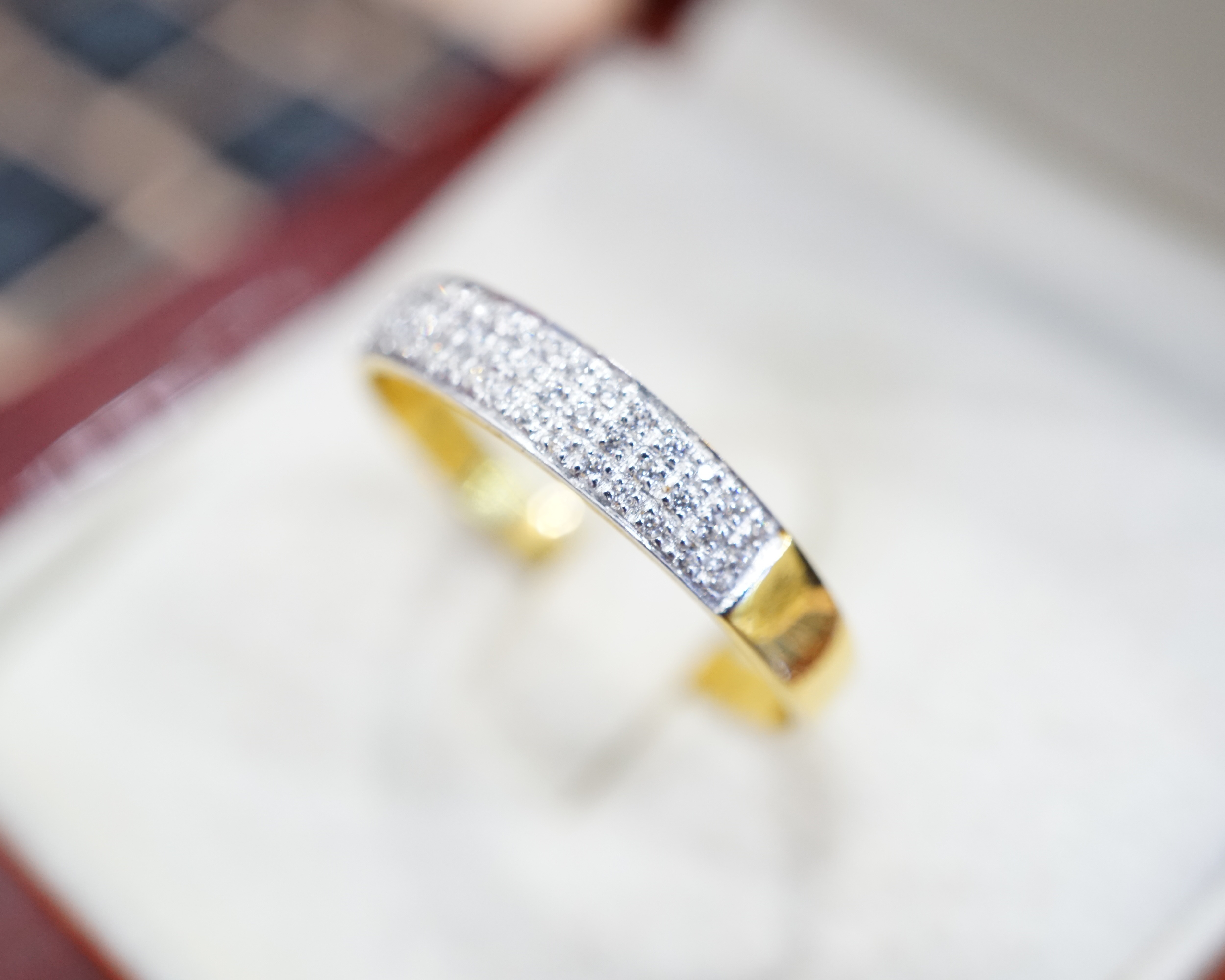 แหวนทองแท้เพชร 3 แถวน้ำ 100 เหลี่ยมพิเศษนำเข้า เหมาะสำหรับ everydaylook