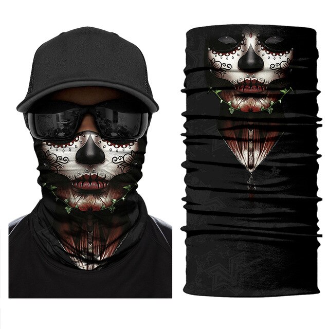 Day of The Dead Balaclava Mask Scarf Women Headband Cycling Neck Bandana Mascarillas Halloween Face Shield Braga Cuello Winter