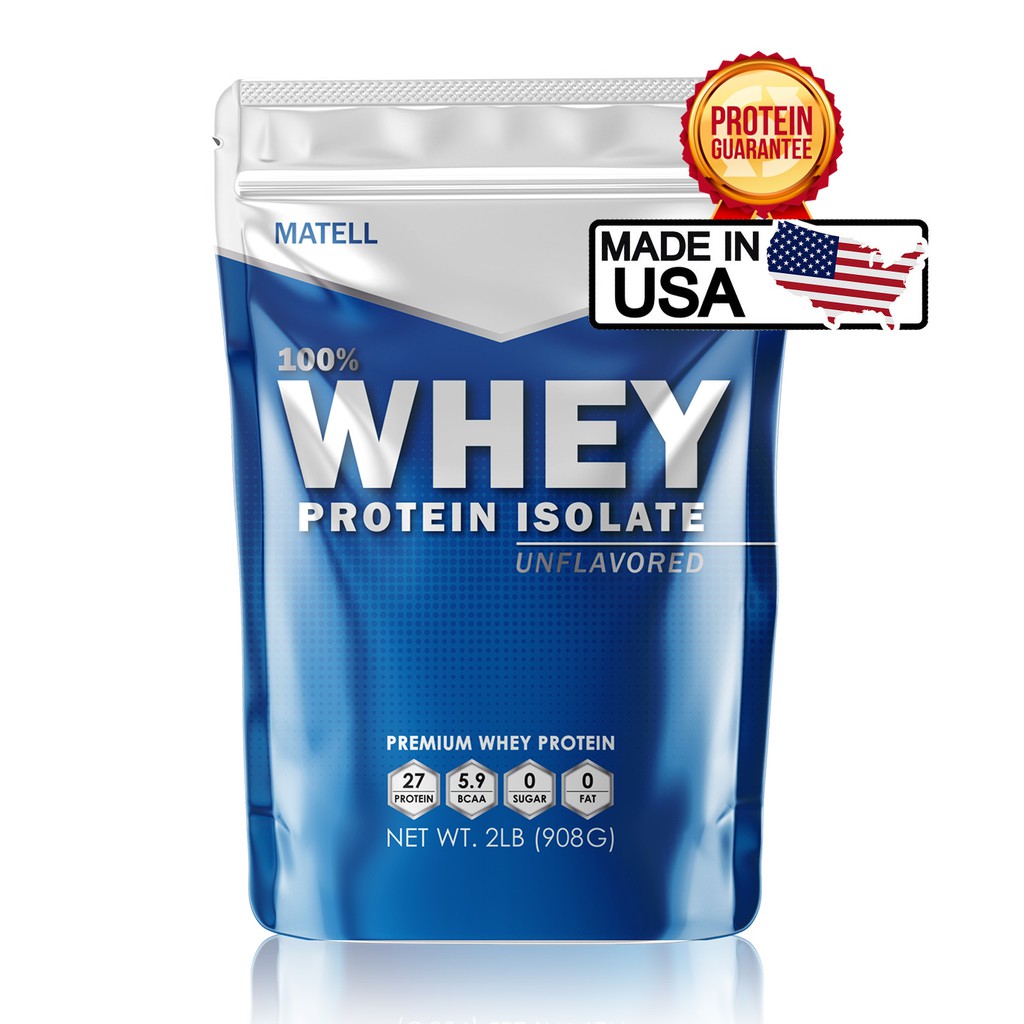 MATELL Whey Protein Isolate 2 lb ,Non GMO, เวย์ โปรตีน ไอโซเลท ขนาด 2ปอนด์ หรือ 908กรัม ลดไขมัน + เพิ่มกล้ามเนื้อ