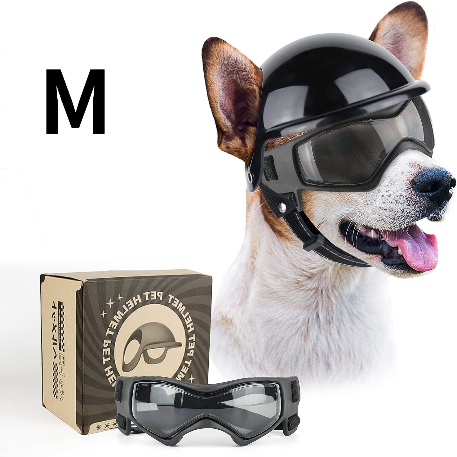 Dog Sunglasses Pet Helmet Set With Dog Goggles,Dust Wind UV Protection