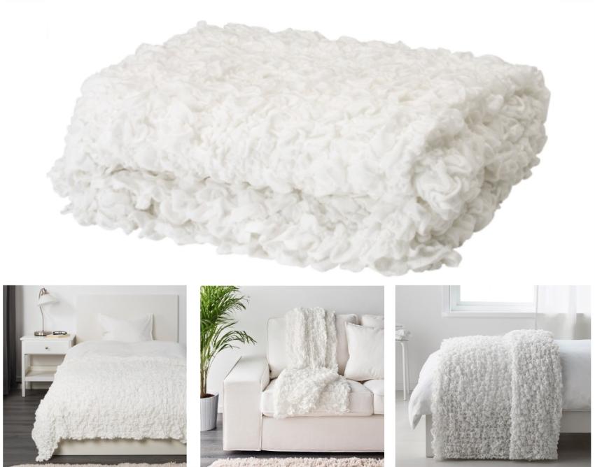 ผ้าคลุมเตียงหรือผ้าห่ม ขนาด 130x170 ซม. สีขาว