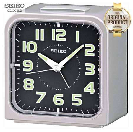 SEIKO นาฬิกาปลุก Quiet Sweep (Snooze) มีไฟ เสียงกริ่ง รุ่น QHK025S -สีเงิน