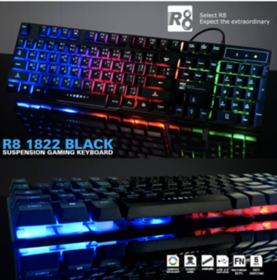 คีย์บอร์ด KEYBOARD Select R8 KB-1822 Rainbow Backlight Suspension Keycapess Gaming (R8-KB1822)