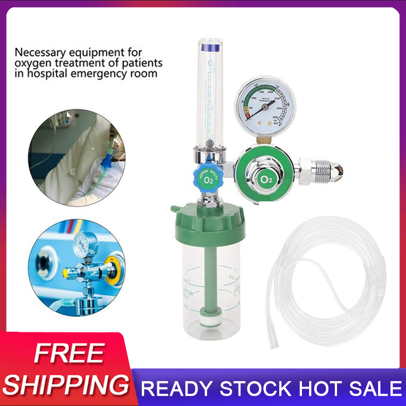 [Ready Stock&48 Ship]Oxygen Pressure Regulator O2 Pressure Reducer Gauge Flow Meter for Oxygen Inhaler Gas Regulator G5/8-14 Male Thread