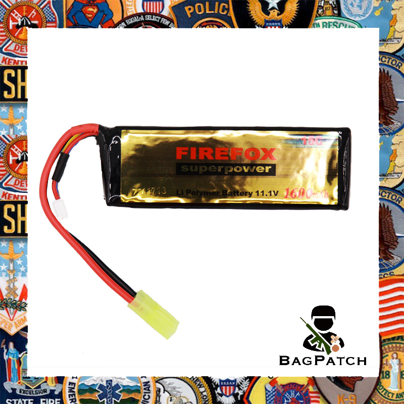 Bagpatch แบตลิโพ ยี่ห้อ Firefox 15c 1600mAh 11.1V.หัวปลั๊กเดิม อุปกรณ์อะไหล่ปีนบีบีกัน สำหรับเล่น กีฬาประเภทยิง ปืนแอร์ซอฟต์ บีบีกัน ปืนลมอัดแก๊ส ปืนแอร์ซอฟต์  #00000263