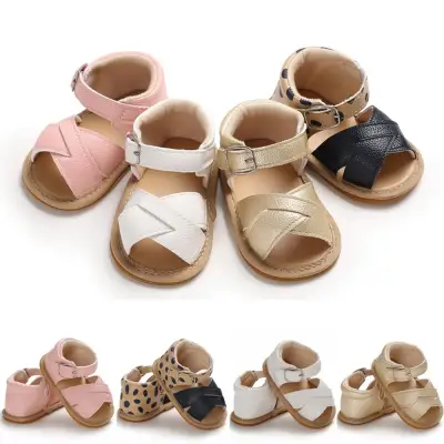 [kisseangel]0-18M Kids Children Girls Flower Sandals Fashion Leather Shoes