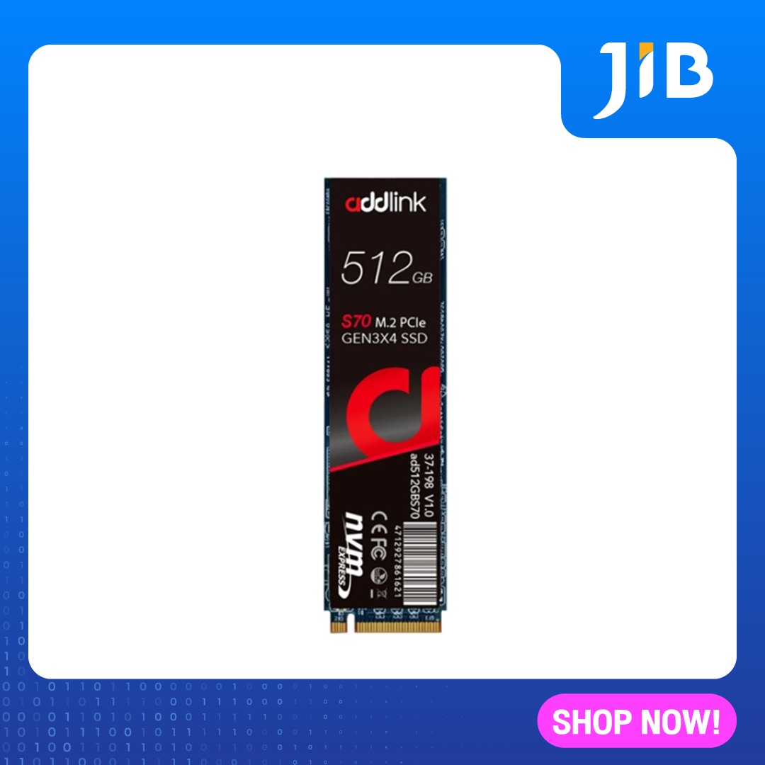 JIB 512 GB SSD (เอสเอสดี) ADDLINK S70 PCIe/NVMe M.2 2280 (AD512GBS70M2P)