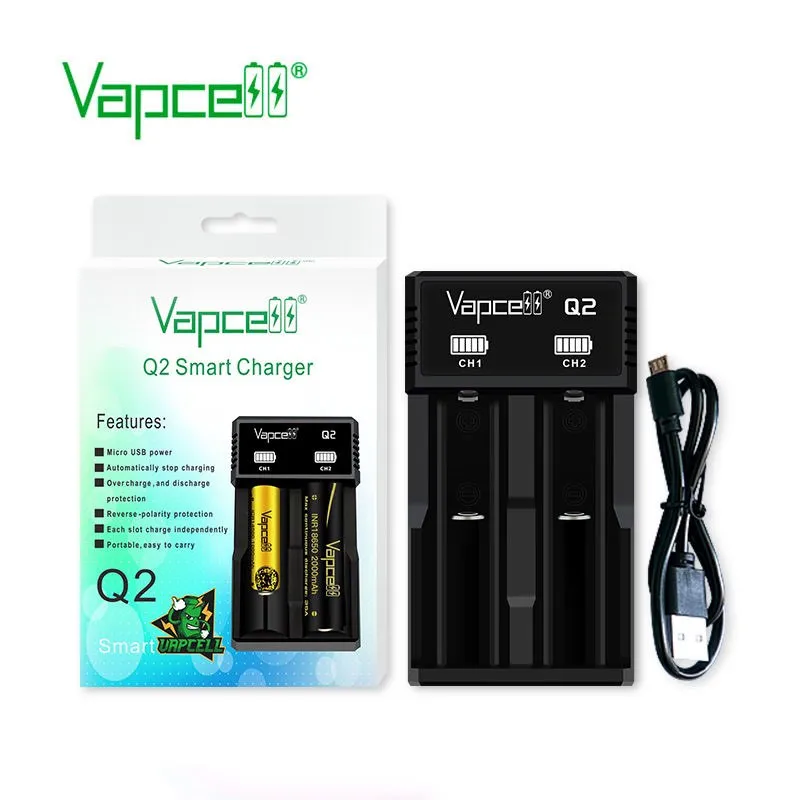 Vapcell Q2 เครื่องชาร์จ ถ่านชาร์จ 18650 แท้ 100% รางชาร์จ 3.6v 3.7v 2 ช่อง