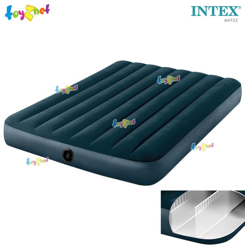 Intex ส่งฟรี ที่นอนเป่าลม 4.5 ฟุต (ฟูล) 1.37x1.91x0.25 ม. ดูรา-บีม ไฟเบอร์-เทค  โครงสร้างใหม่ นอนสบายขึ้น   สีเขียวมิดไนท์ รุ่น 64733
