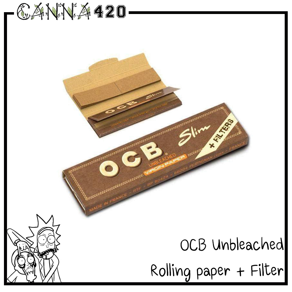 [ส่งจากไทย] กระดาษ OCB Unbleached Rolling paper พร้อมก้นกระดาษ ฟีลเตอร์ 110mm King Slim แพ็ค 3 / 5 / 10 / 32 Booklets