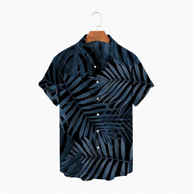 Men's club party 2022 new dj prom shirt short sleeve shirt men's plant flower hawaiian shirt men's flower plant shirt 👔👔